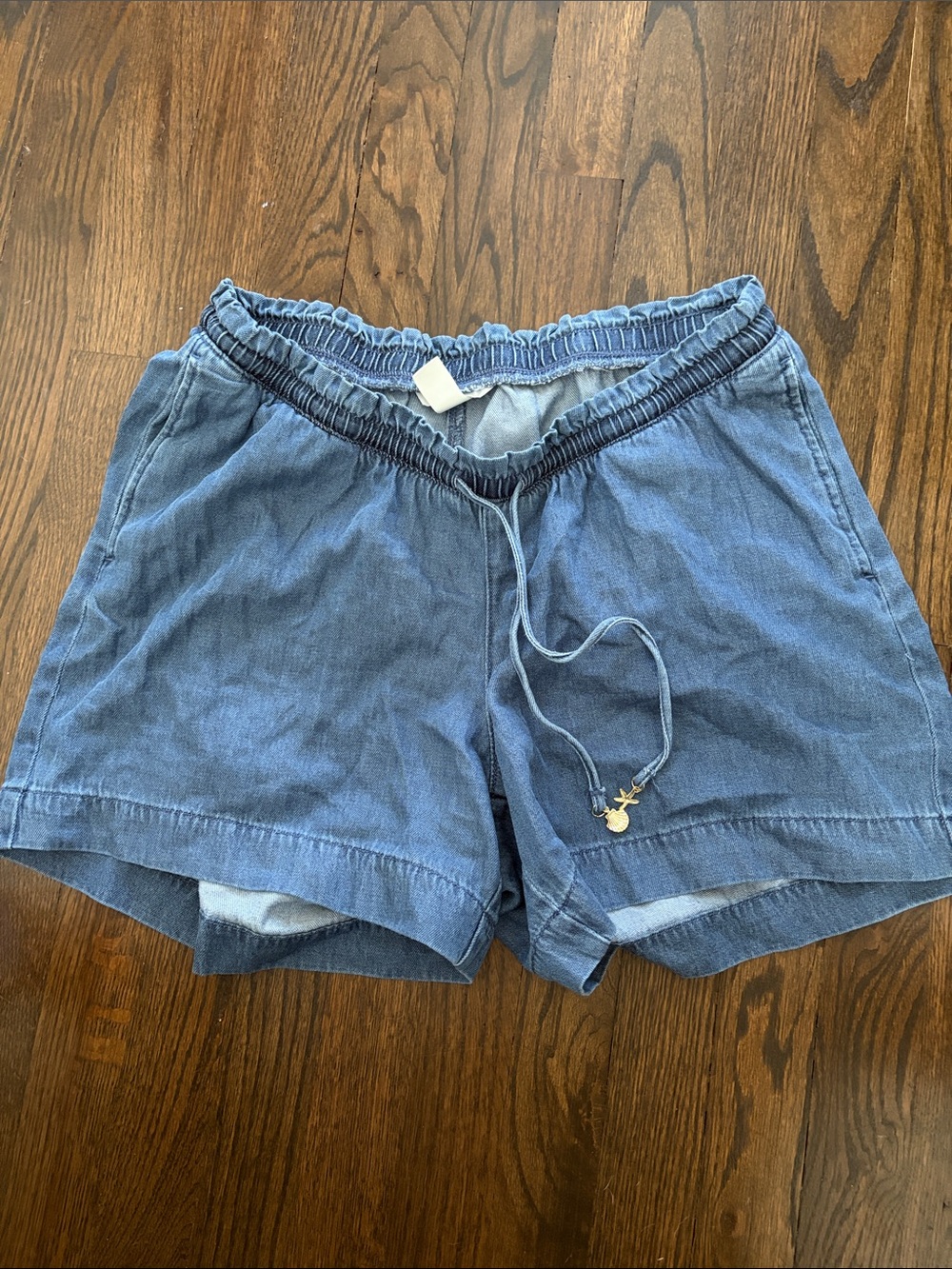 H&M MAMA Denim Drawstring Maternity Shorts Size M